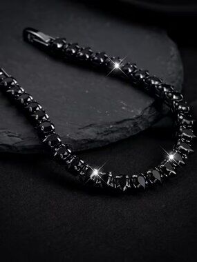 New Womens Black Cz Tennis Bracelet
